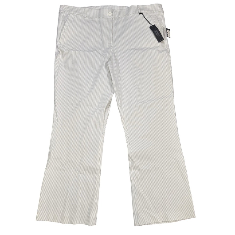 Lane Bryant The Lena Sexy Stretch Pinstripe Bootcut‎ Pants White Blue 28